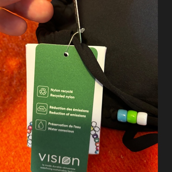 Black bead and drawstring bandeau bikini top NWT - Picture 7 of 12